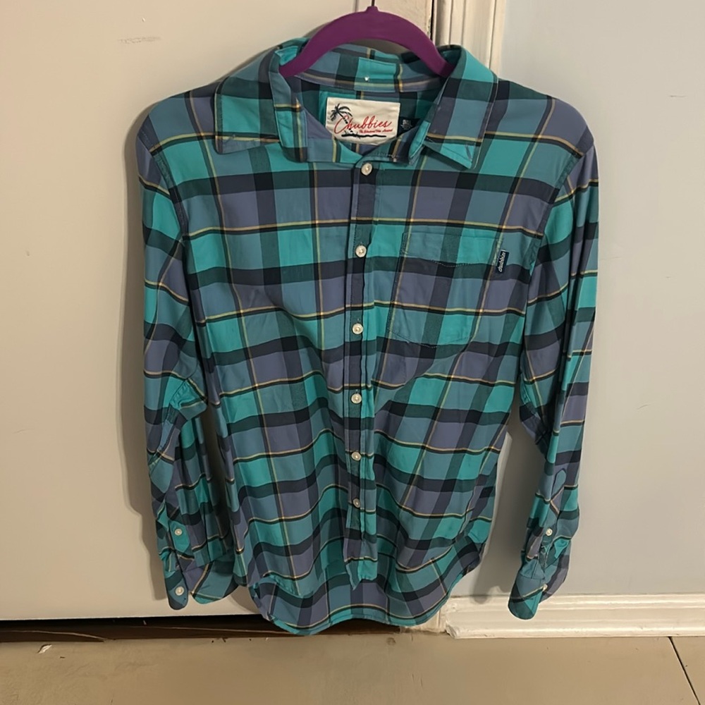 Chubbies blue plaid flannel button down